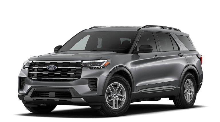 2026 Ford Explorer Active in Gray Metallic — front three-quarter view