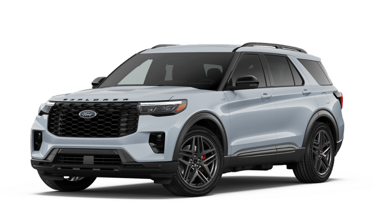 2026 Ford Explorer ST-Line in White Metallic — front three-quarter view