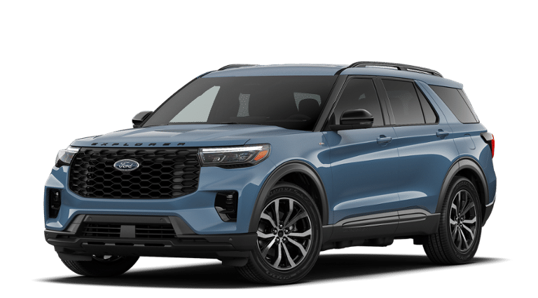 2026 Ford Explorer ST-Line in Blue — front three-quarter view