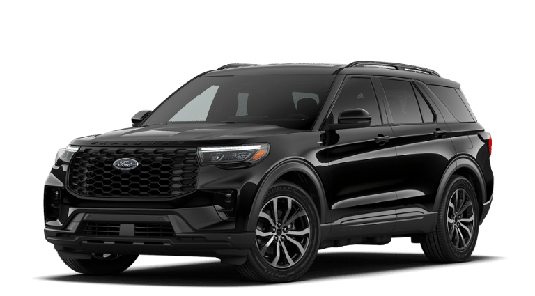 2026 Ford Explorer ST-Line in Black — front three-quarter view