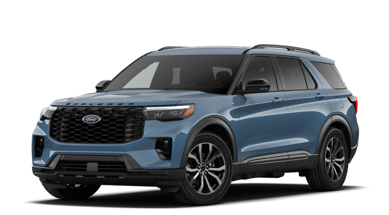 2026 Ford Explorer ST-Line in Blue — front three-quarter view
