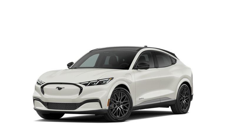 2026 Ford Mustang Mach-E Premium in White Metallic — front three-quarter view