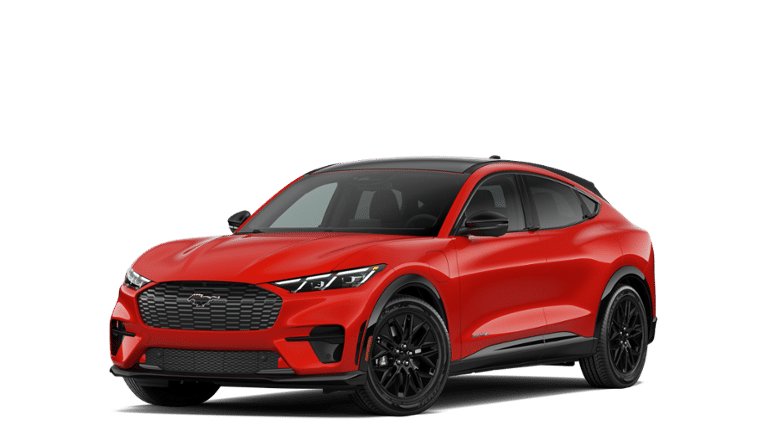 2026 Ford Mustang Mach-E Premium in Race Red — front three-quarter view
